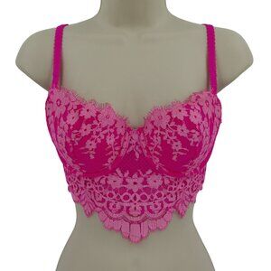Victorias Secret 32D Dream Angels Lined Demi Underwire Pink Lace Corset Bra